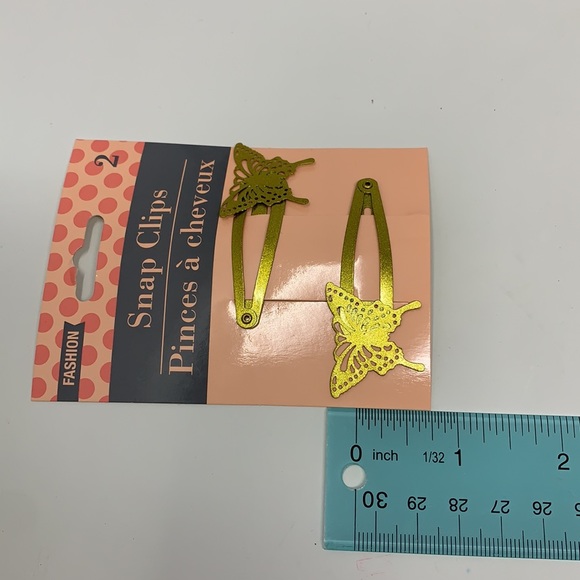 2 butterfly hair snap clips accessories new gold - Picture 5 of 8